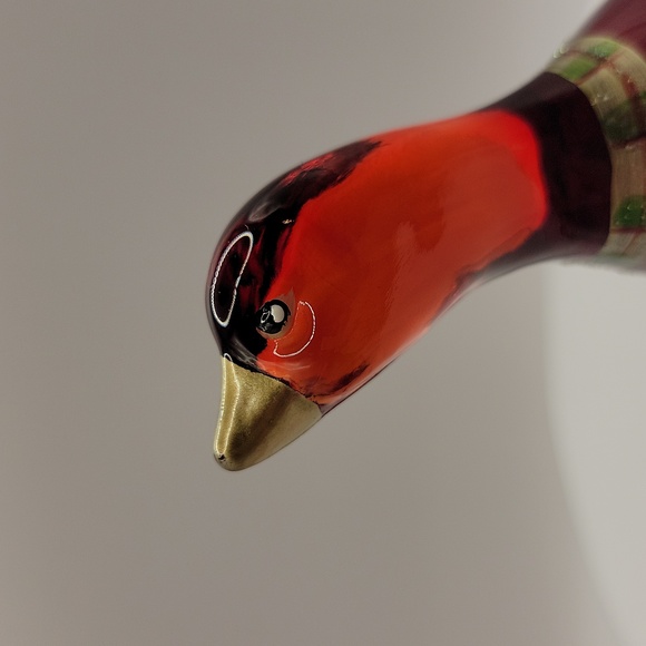 Signed Fenton Ruby Red Goose w/Hand Painted Christmas Ribbon & Bow - Picture 9 of 14